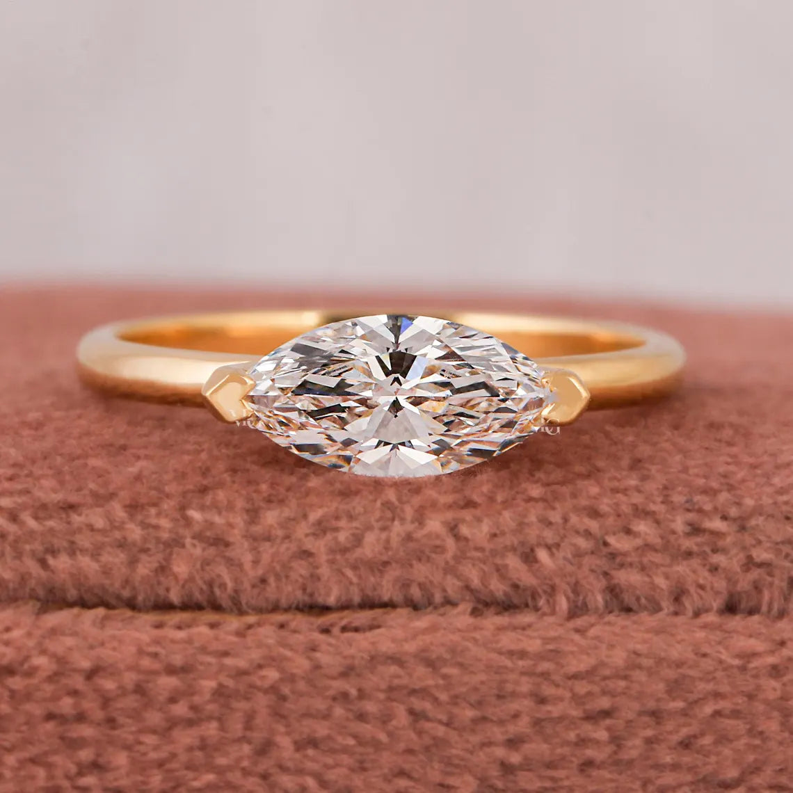 1.00 CT Marquise Cut East-West Lab Grown Diamond Engagement Ring