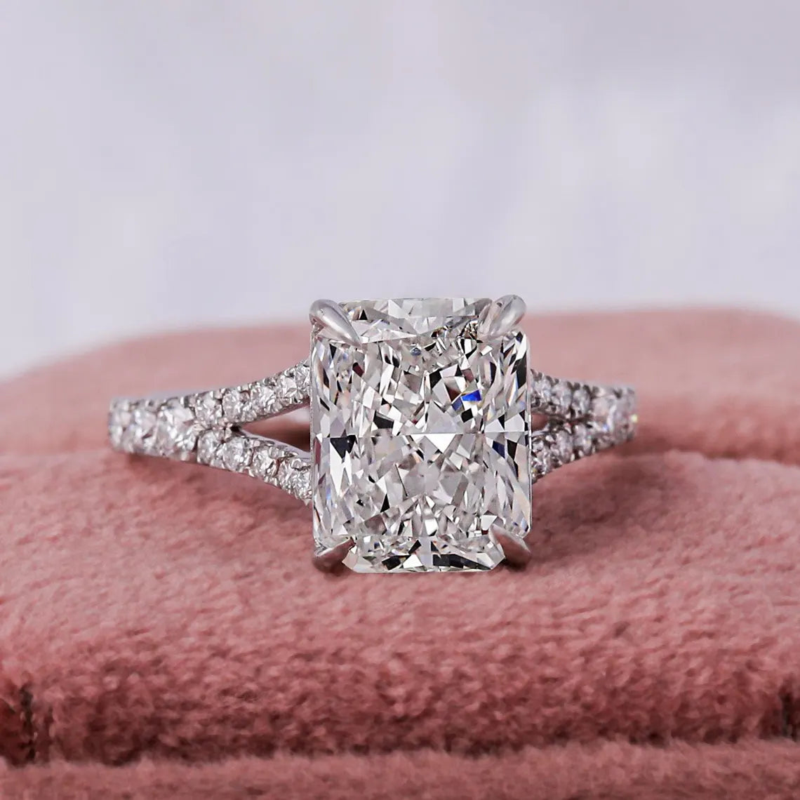 3.50 CT Radiant Split Shank Lab Grown Diamond Engagement Ring
