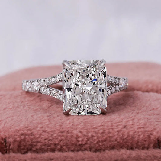 3.50 CT Radiant Split Shank Lab Grown Diamond Engagement Ring