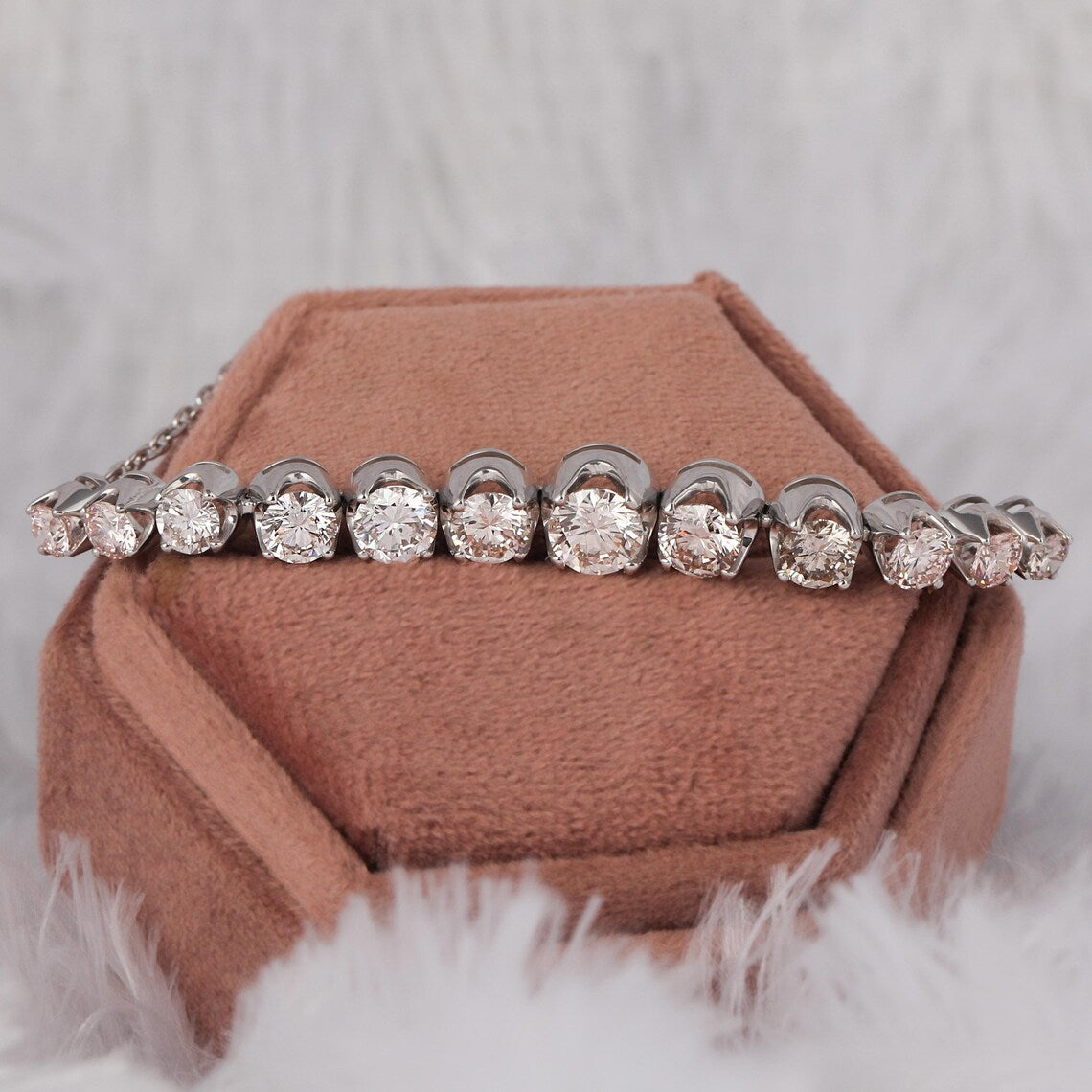 5.80 TCW Round Lab Grown Diamond Half Eternity Tennis Bracelet