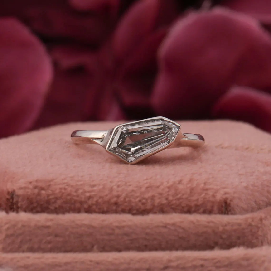 1.50 CT Coffin Cut Lab Grown Diamond Engagement Ring