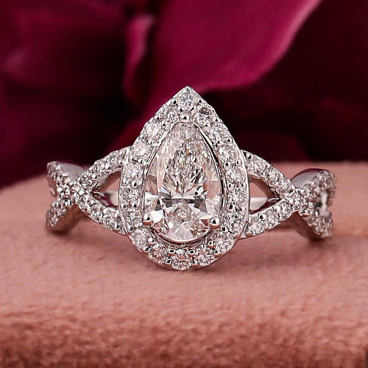 1.00 CT Pear Shape Lab Grown Diamond Engagement Ring