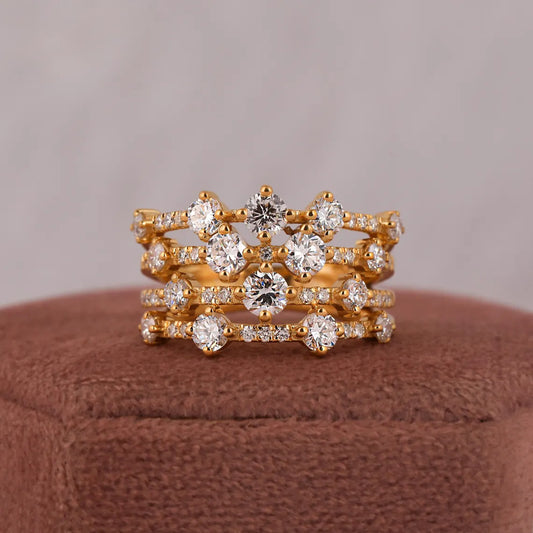 2.00 TCW Round Cut 4-Rows Lab Grown Diamond Wedding Ring