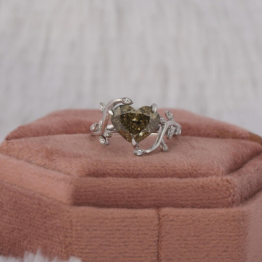 2.50 CT Vintage Heart Shaped Lab Diamond Engagement Ring