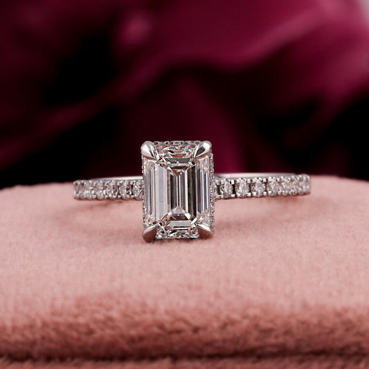 1.50 CT Emerald Cut Lab Grown Diamond Engagement Ring