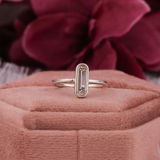 0.50 Carat Emerald Cut Lab Diamond Bezel Set Solitaire Engagement Ring