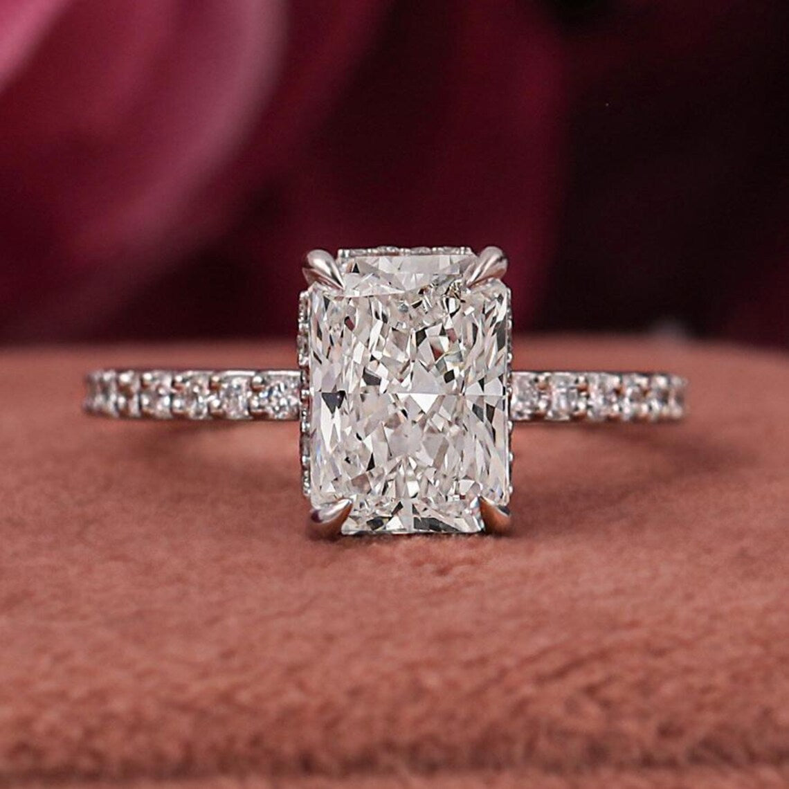 2.50 CT Radiant Lab Diamond Hidden Halo Engagement Ring