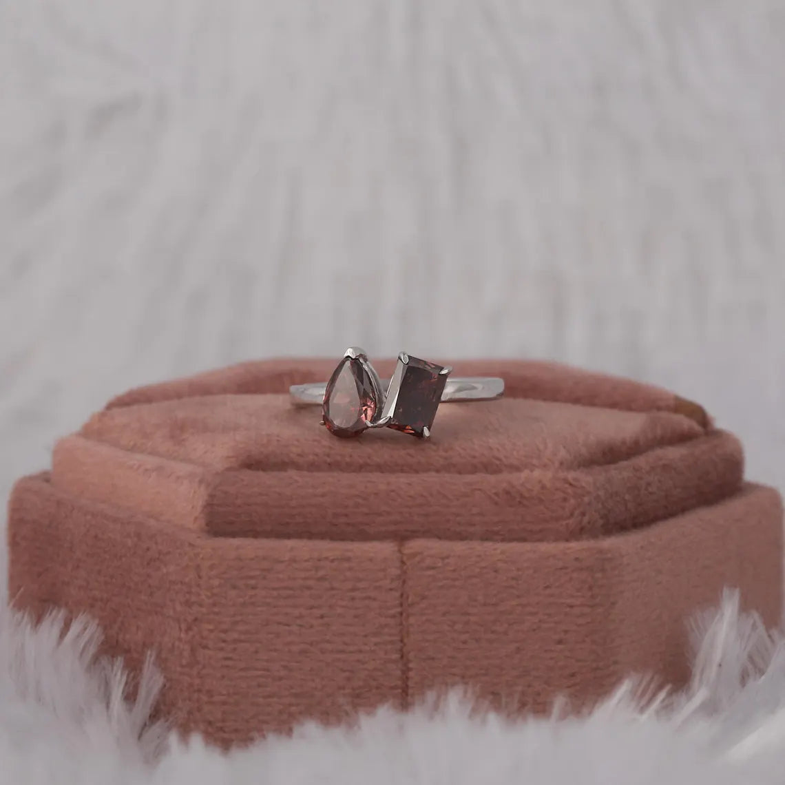 1.40 TCW Radiant & Pear Cut Lab Diamond Toi Et Moi Engagement Ring