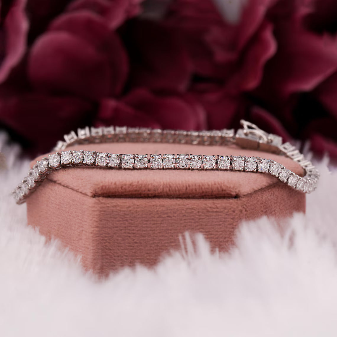 5.80 TCW Round Lab Grown Diamond Prong Set Tennis Bracelet