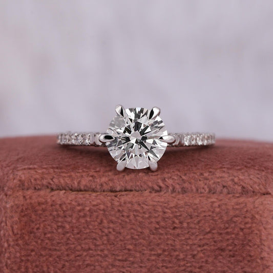 2.00 CT Round Cut Lab Grown Diamond Minimalist Engagement Ring