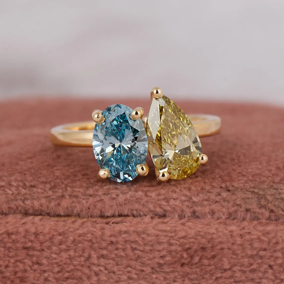 2.00 TCW Fancy Color Lab Grown Diamond Toi Et Moi Ring