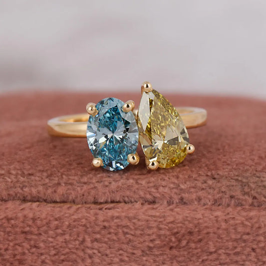 2.00 TCW Fancy Color Lab Grown Diamond Toi Et Moi Ring