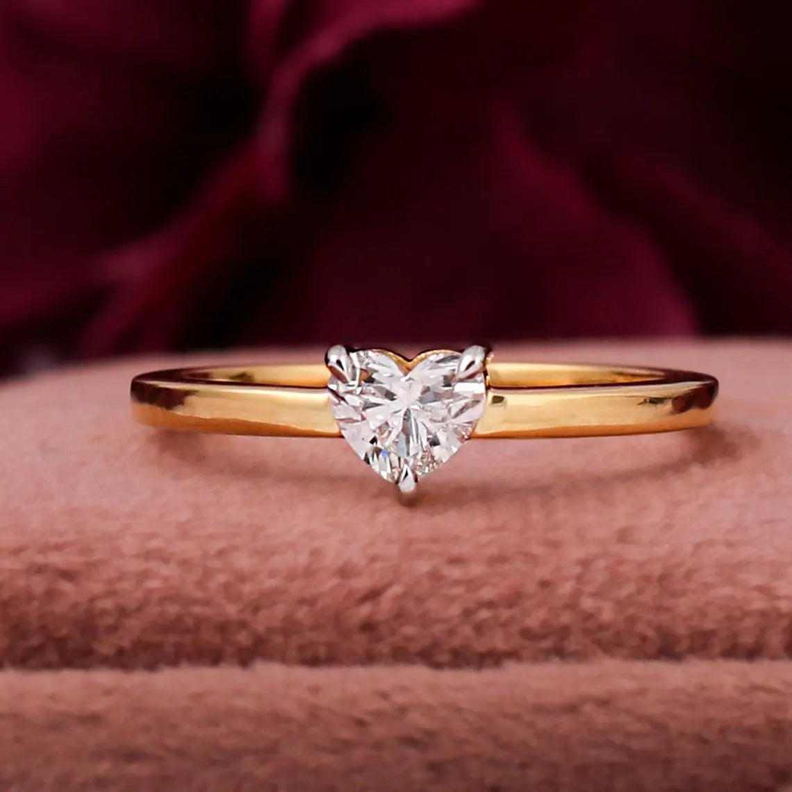 0.50 Carat Heart Cut Lab Grown Diamond Solitaire Engagement Ring