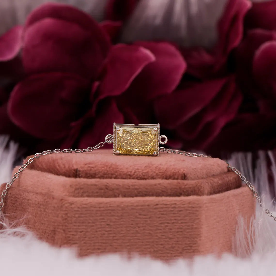 3.50 CT Yellow Radiant Cut Lab Grown Diamond Solitaire Bracelet