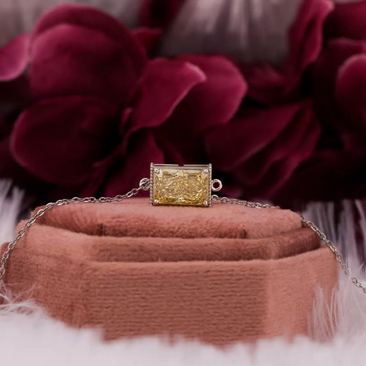 3.50 CT Yellow Radiant Cut Lab Grown Diamond Solitaire Bracelet