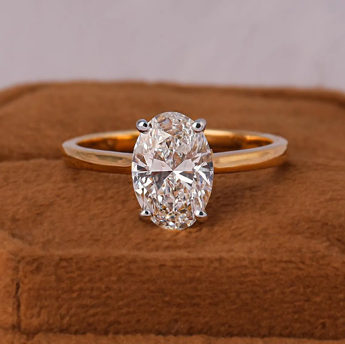 3.00 CT Oval Lab Grown Diamond Hidden Halo Engagement Ring