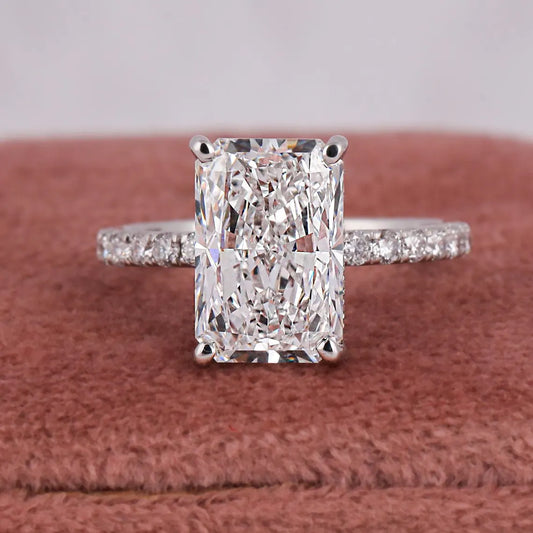 4.50 CT Radiant Lab Diamond Hidden Halo Engagement Ring