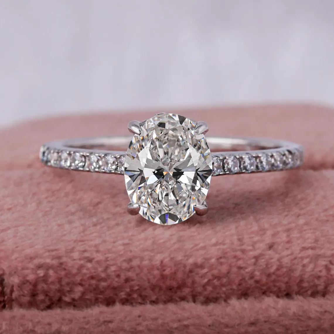 5.00 CT Oval Lab Grown Diamond Hidden Halo Engagement Ring
