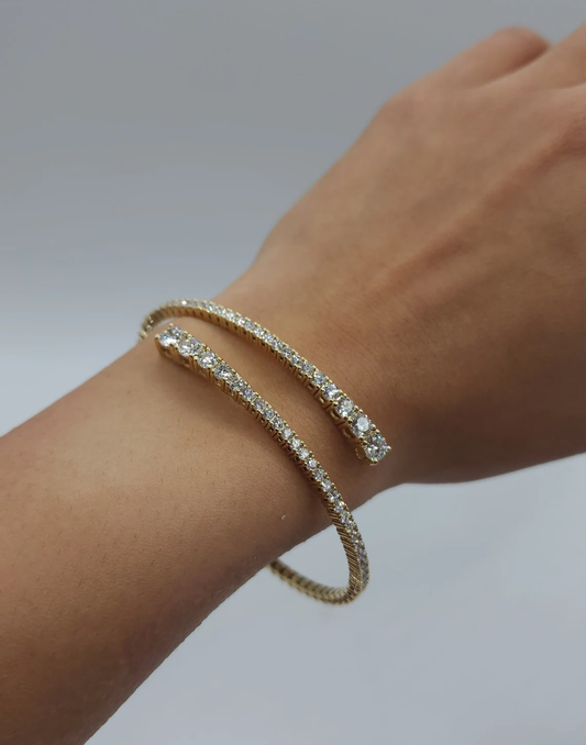 3 Ct Diamond Bangle, 14K Gold Lab Grown Diamond Bracelet