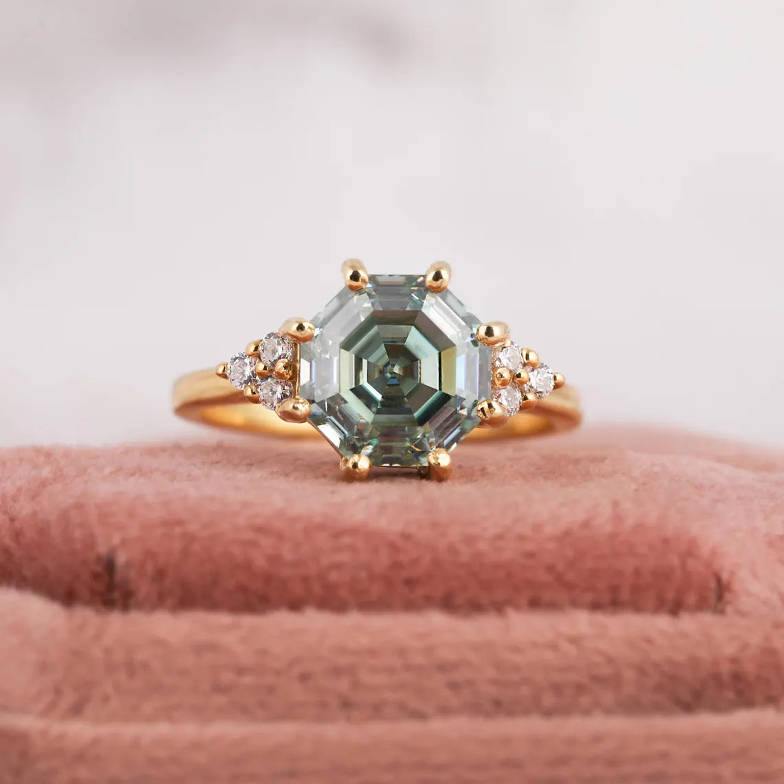 2.00 CT Vintage Hexagon Cut Lab Grown Diamond Engagement Ring