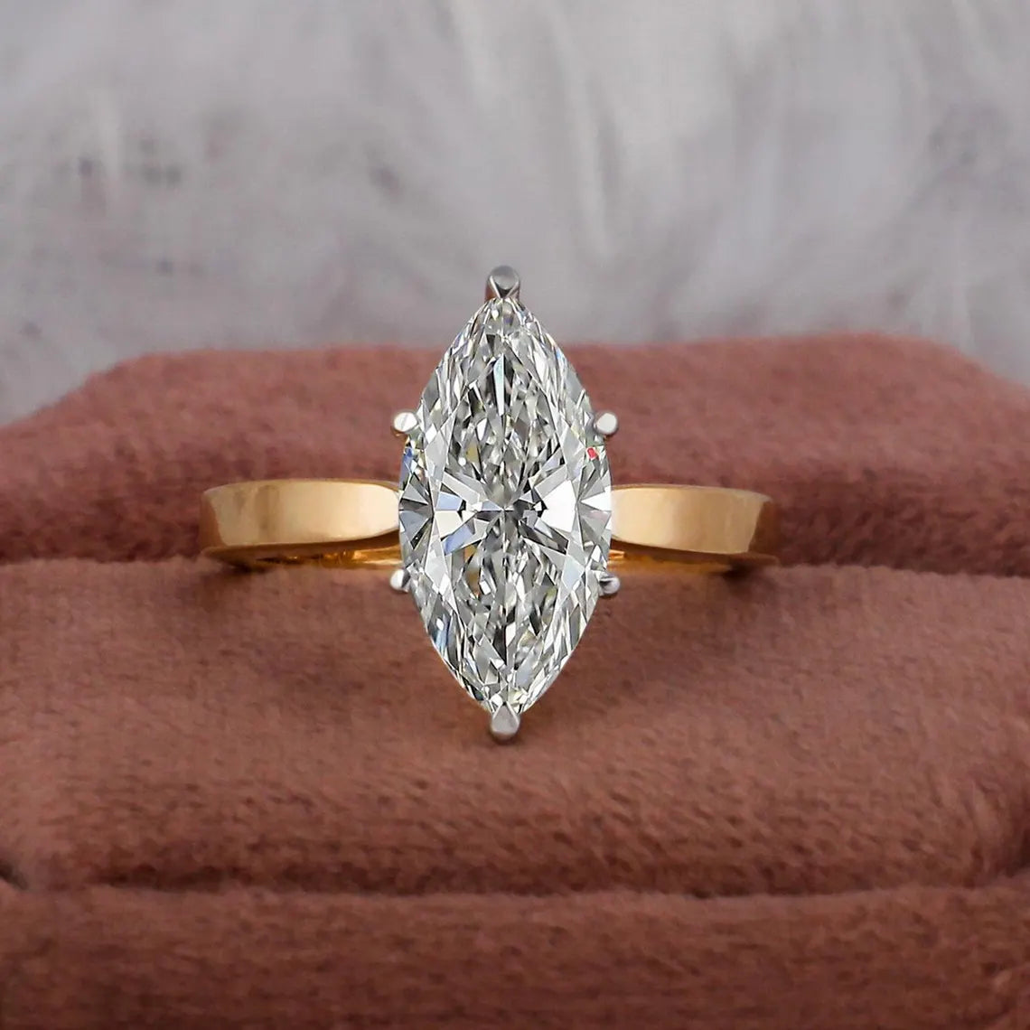 2.00 CT Marquise Cut Lab Grown Diamond Solitaire Engagement Ring