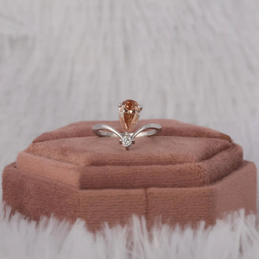 1.50 CT Pink Color Pear Cut Lab Grown Diamond Solitaire Engagement Ring