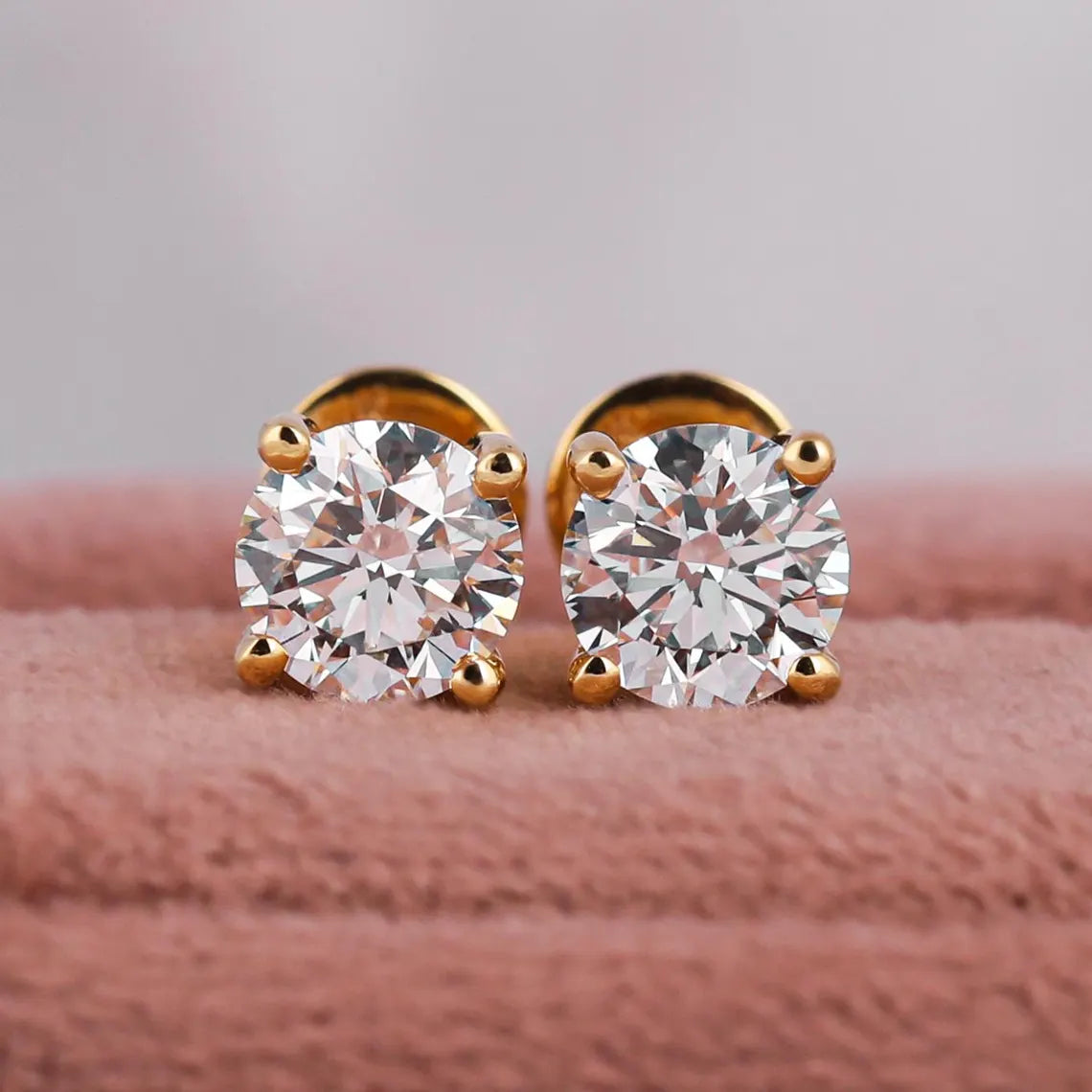Round Cut Lab Grown Diamond Solitaire Stud Earrings