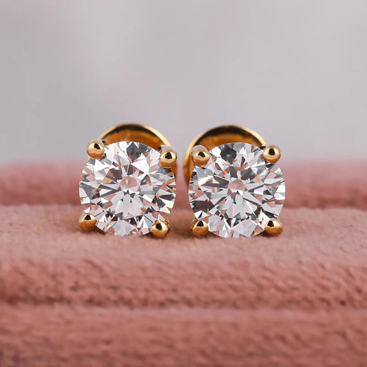 Round Cut Lab Grown Diamond Solitaire Stud Earrings