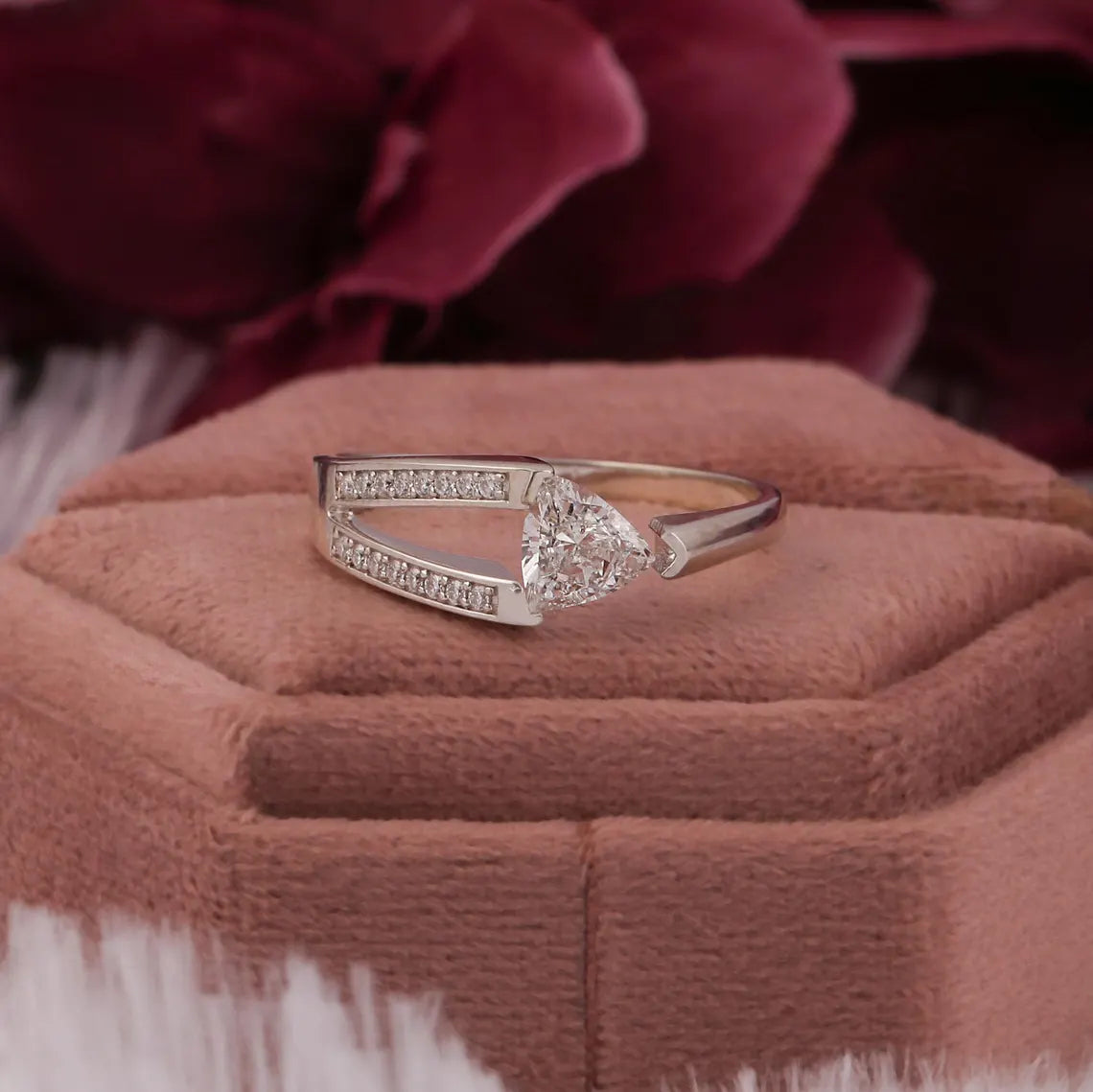 1.00 CT Trillion Cut Lab Diamond Solitaire Engagement Bride Ring