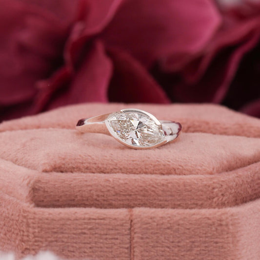 0.50 CT Marquise Cut Lab Grown Diamond East West Engagement Ring