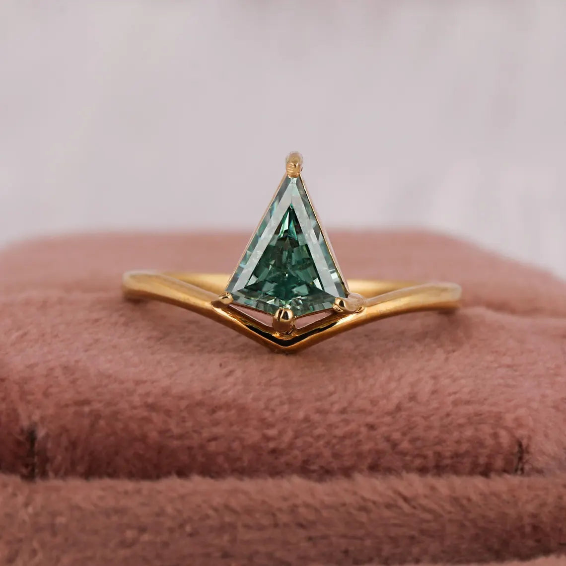 2 CT Green Kite Cut Lab Grown Diamond Solitaire Engagement Ring