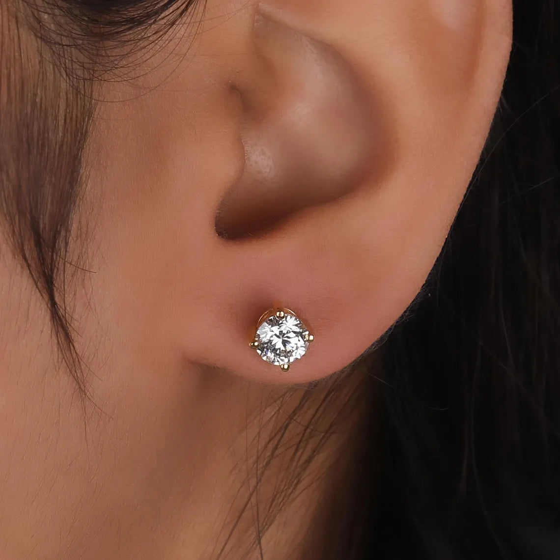 Round Cut Lab Grown Diamond Solitaire Stud Earrings