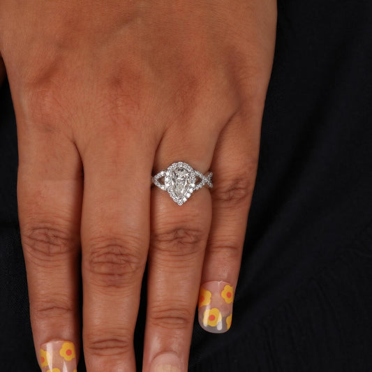 1.00 CT Pear Shape Lab Grown Diamond Engagement Ring