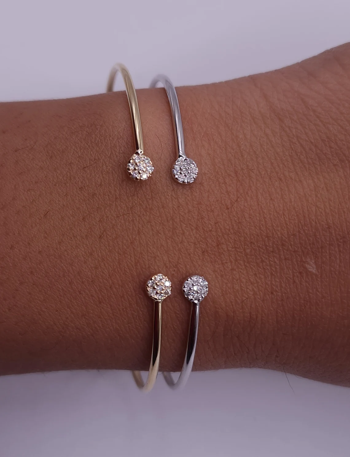 14K Gold Diamond Bangle