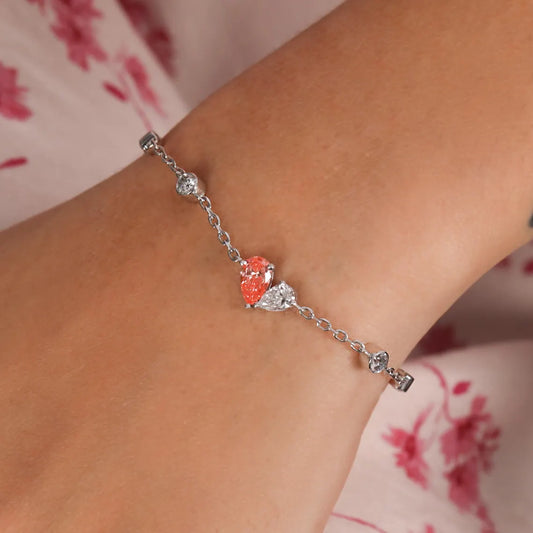 1.00 TCW Pink Pear Cut Lab Grown Diamond Toi et Moi Bracelet