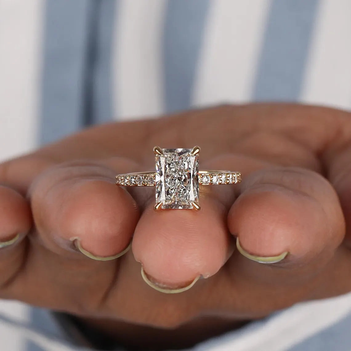 2.00 CT Radiant Cut Lab Grown Diamond Art Deco Engagement Ring