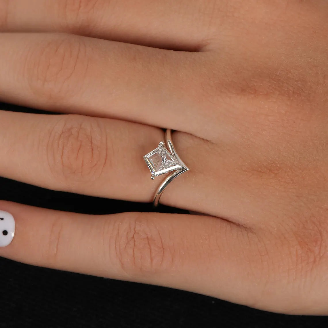 1.30 CT Kite Cut Lab Grown Diamond Solitaire Engagement Ring