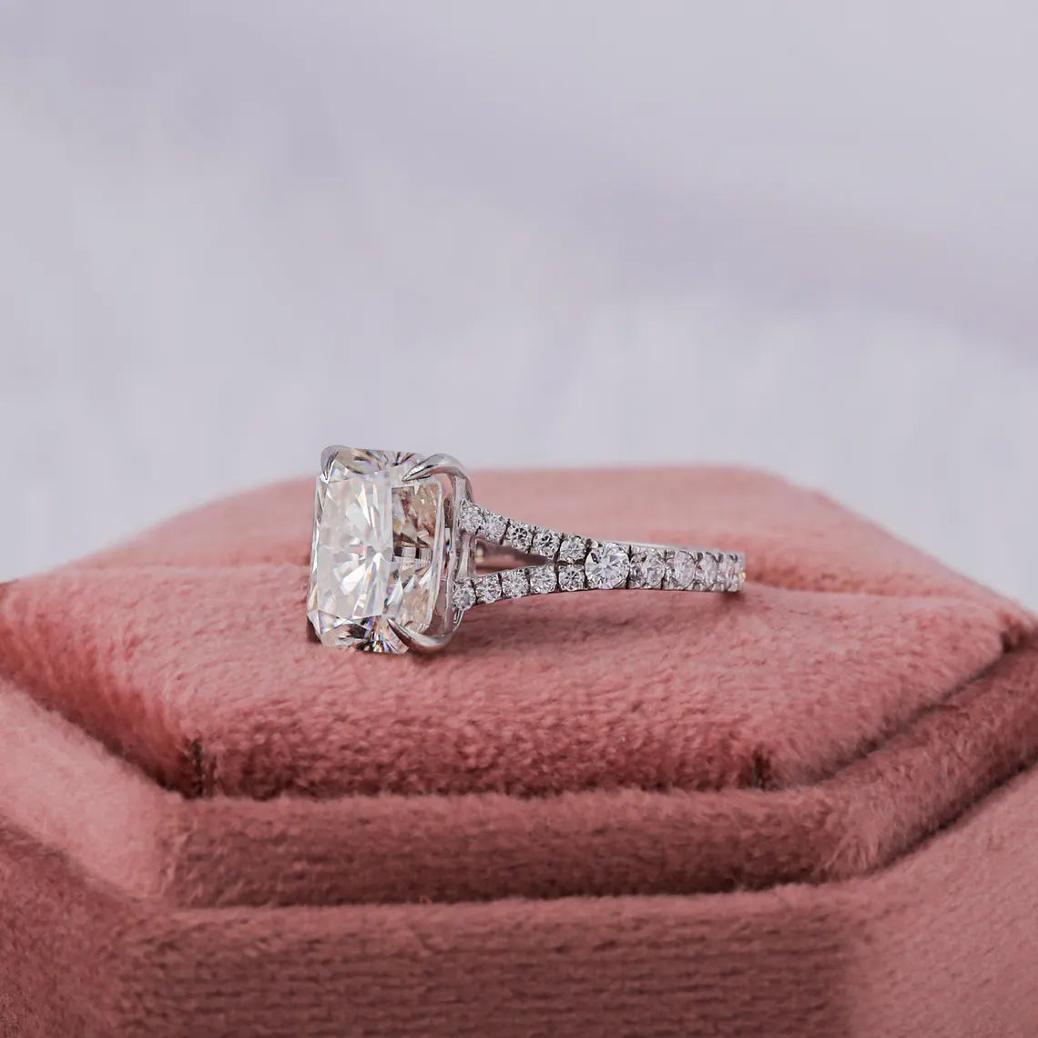 3.50 CT Radiant Split Shank Lab Grown Diamond Engagement Ring