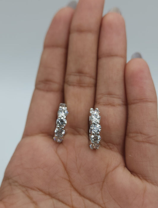 14Kt Gold 3 Prong Martini 2.50Ct Lab Grown Diamond Stud Earrings