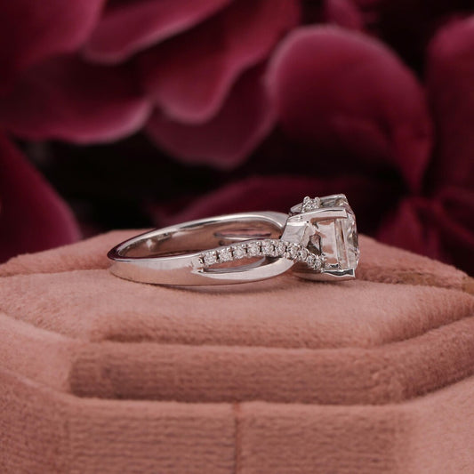 2.00 CT Princess Cut Lab Diamond Twisted Pave Engagement Ring