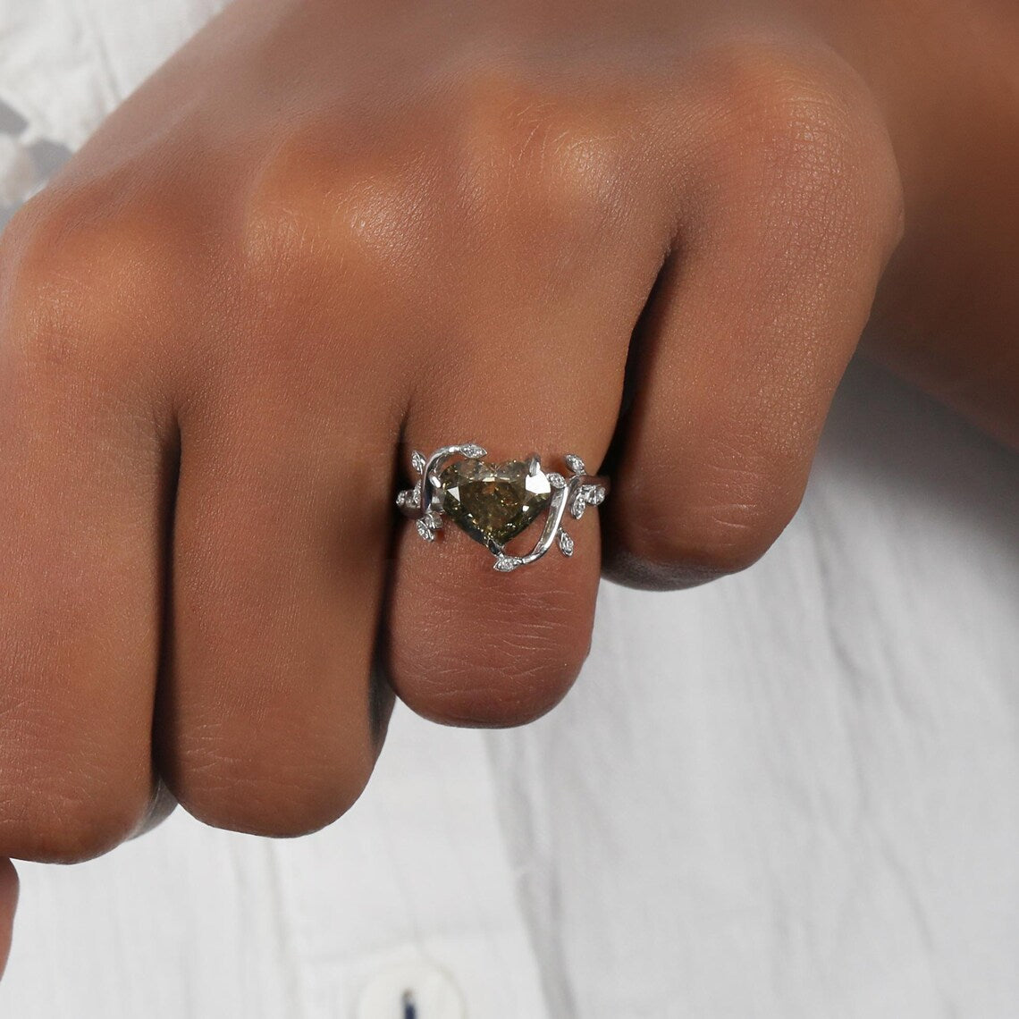 2.50 CT Vintage Heart Shaped Lab Diamond Engagement Ring