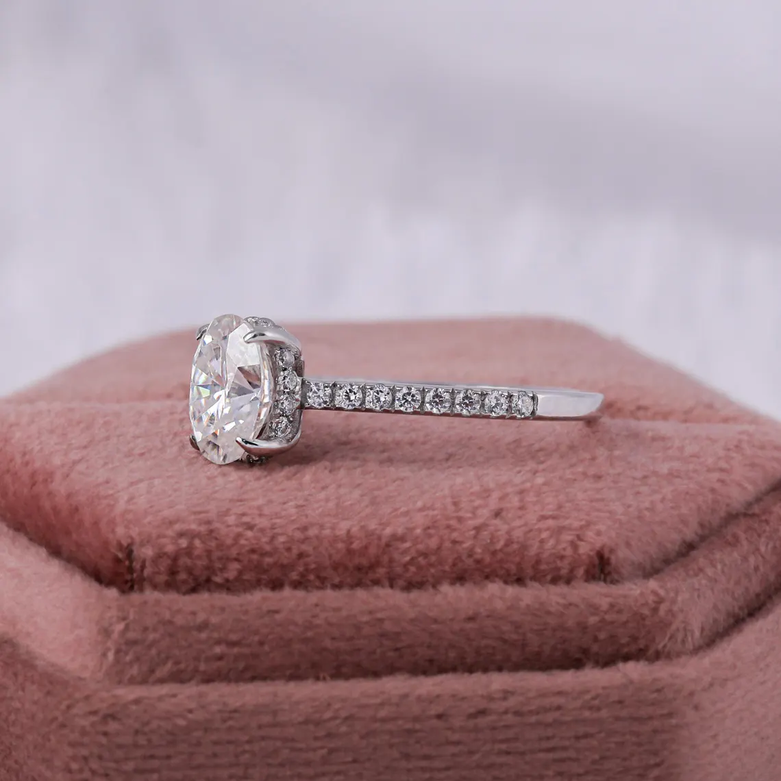 5.00 CT Oval Lab Grown Diamond Hidden Halo Engagement Ring