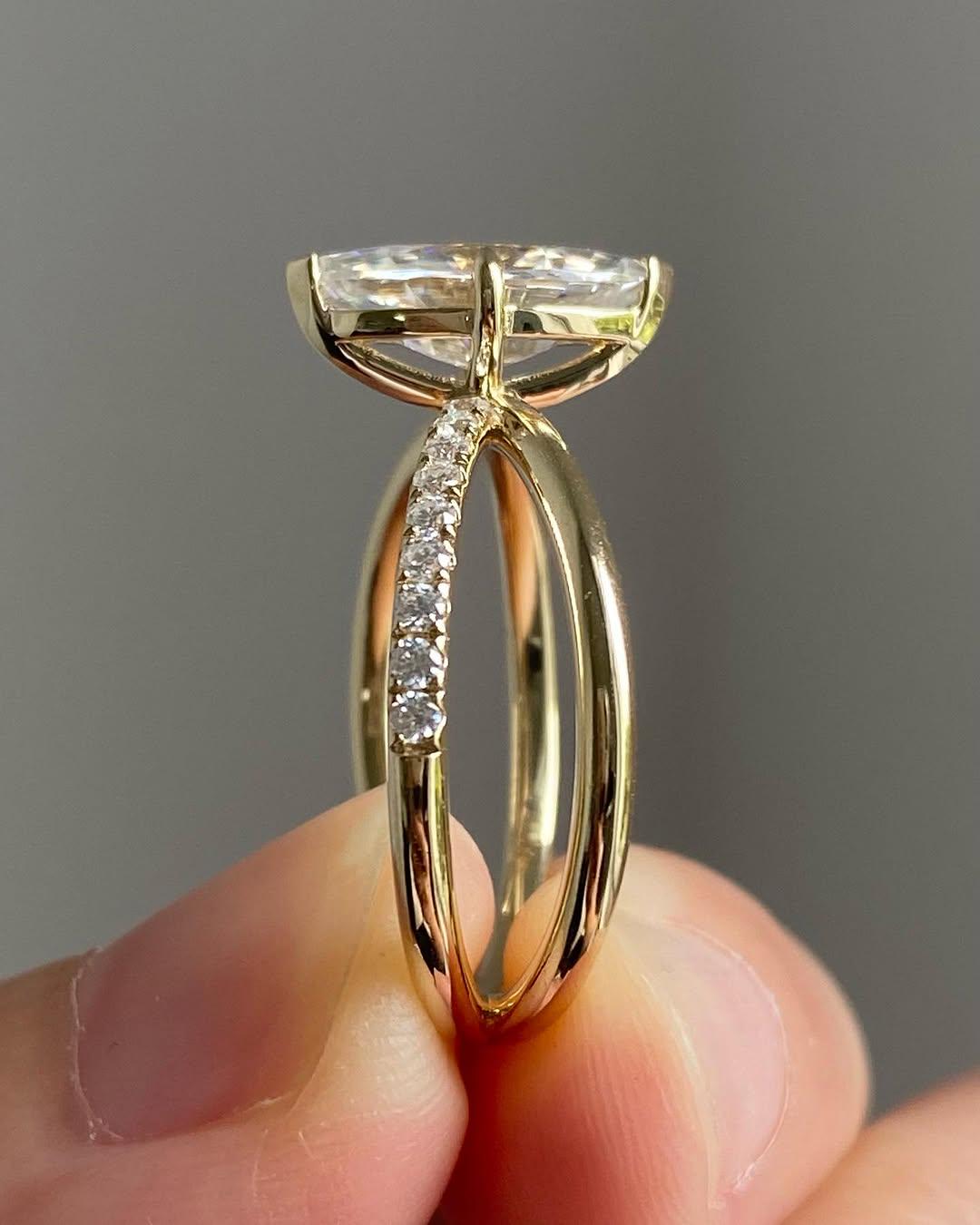 1.00 CT Marquise Cut Lab Grown Diamond Halo Engagement Ring