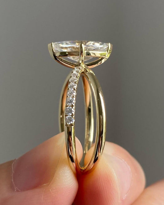 1.00 CT Marquise Cut Lab Grown Diamond Halo Engagement Ring