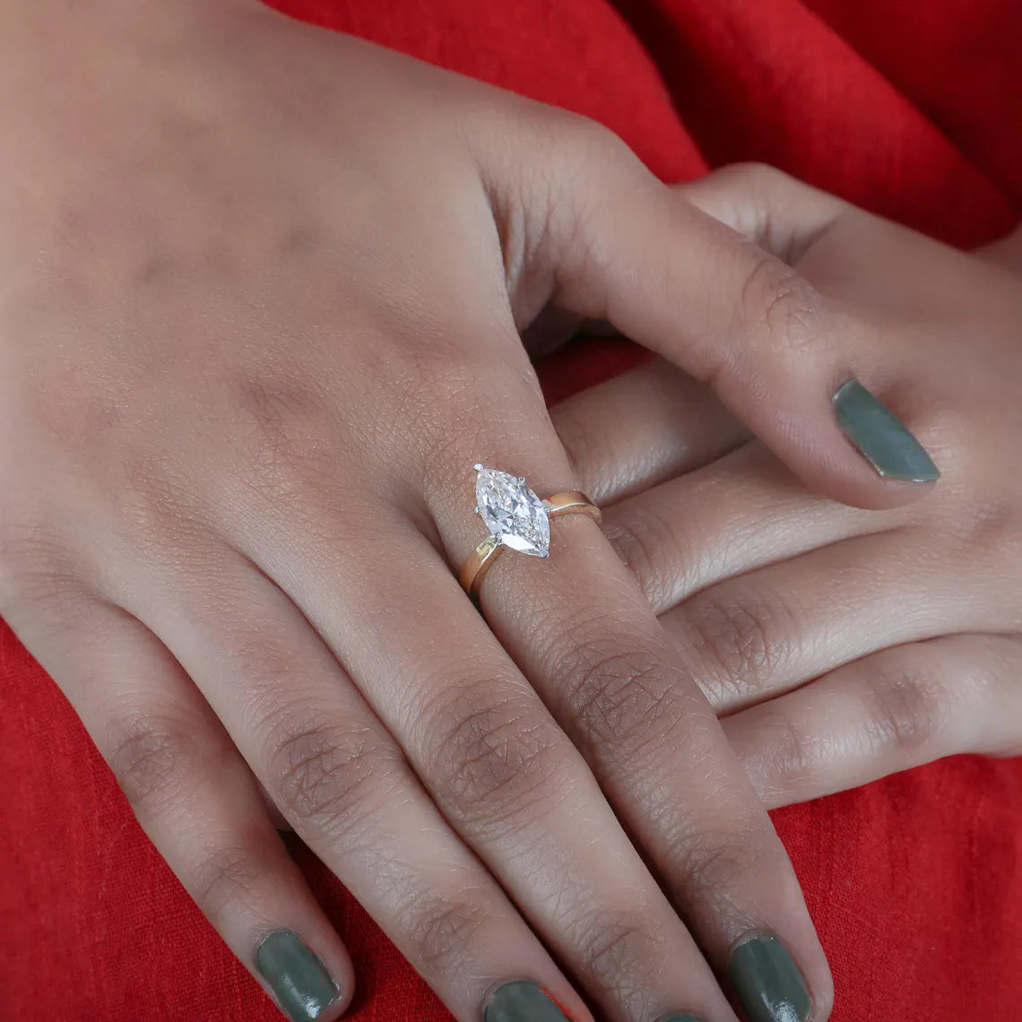 2.00 CT Marquise Cut Lab Grown Diamond Solitaire Engagement Ring