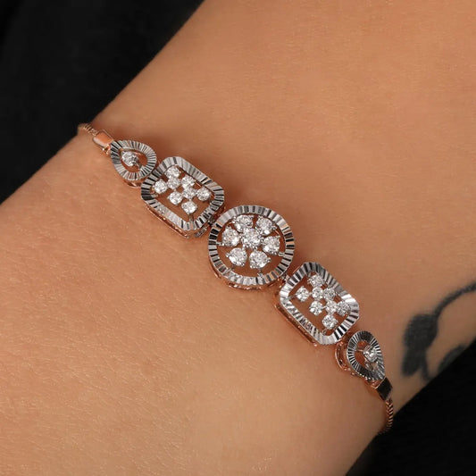 2.00 TCW Round Cut Lab Grown Diamond Cluster Chain Bracelet