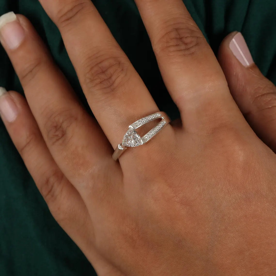 1.00 CT Trillion Cut Lab Diamond Solitaire Engagement Bride Ring