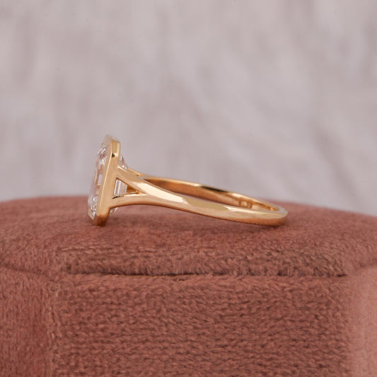 3.00 CT Emerald Lab Grown Diamond Bezel Set Solitaire Engagement Ring