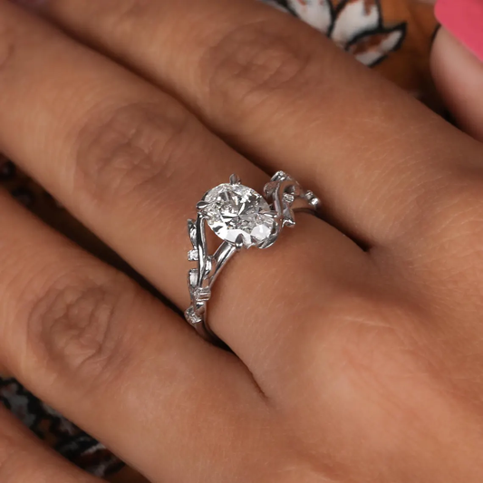 2.00 CT Vintage Oval Cut Lab Grown Diamond Engagement Ring