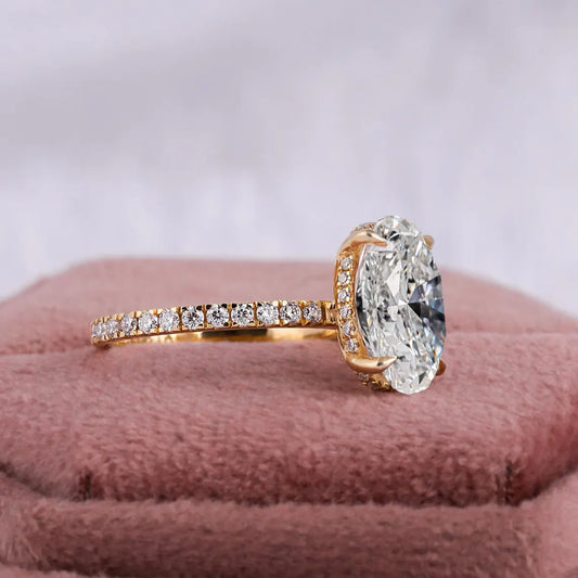 3.0 Carat Oval Lab Grown Diamond Hidden Halo Ring